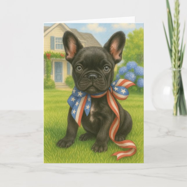 Patriotic Boston Terrier Card (Front)