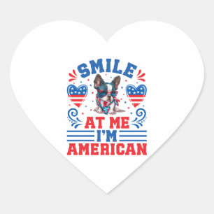 Patriotic Boston Terrier Dog for 4th Of July Heart Sticker