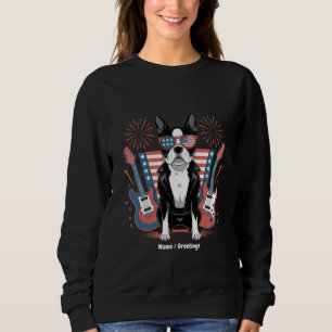 Patriotic Boston Terrier Dog Lover Design USA Flag Sweatshirt