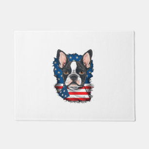 Patriotic Boston Terrier Dog Puppy American Flag 4 Doormat