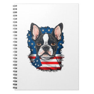 Patriotic Boston Terrier Dog Puppy American Flag 4 Notebook