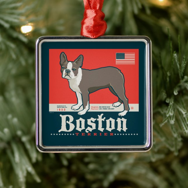Patriotic | Boston Terrier Metal Tree Decoration (Tree)