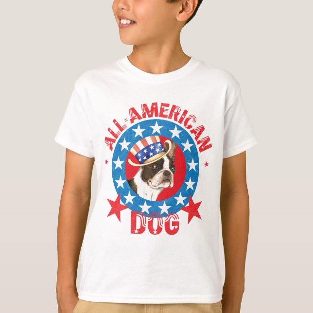 Patriotic Boston Terrier T-Shirt (Front)