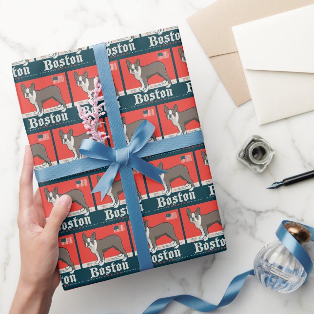 Patriotic | Boston Terrier Wrapping Paper (Gifting)