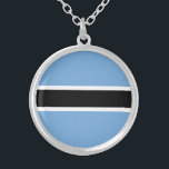 Patriotic Botswana Flag Silver Plated Necklace<br><div class="desc">Patriotic flag of Botswana.</div>