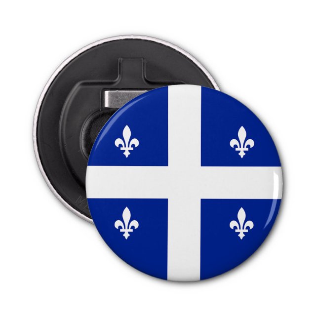 Patriotic bottle opener with Flag of Quebec (Front)