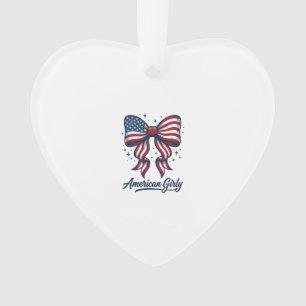 Patriotic Bow American Girly Vintage Shirt Design_ Ornament