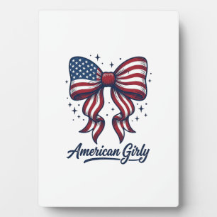 Patriotic Bow American Girly Vintage Shirt Design_ Plaque