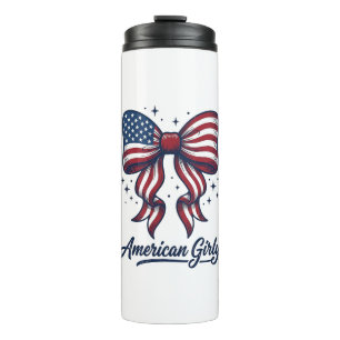 Patriotic Bow American Girly Vintage Shirt Design_ Thermal Tumbler