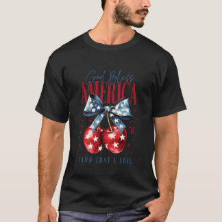 Patriotic Bow and Cherries God Bless America 1776 T-Shirt