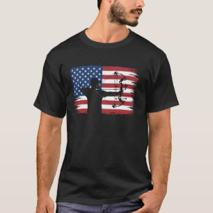 Patriotic Bowhunting USA Archery American Flag Hun T-Shirt