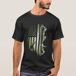 Patriotic Bowhunting USA Flag Bow Archery Deer Hun T-Shirt