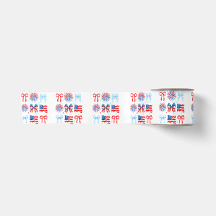 Patriotic Bows And Flags Fourth Of July Satin Ribbon