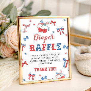 Patriotic Bows Diaper Raffle Table Sign 8x10