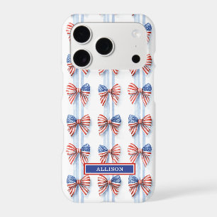 Patriotic Bows On Stripes Monogrammed Case-Mate iP