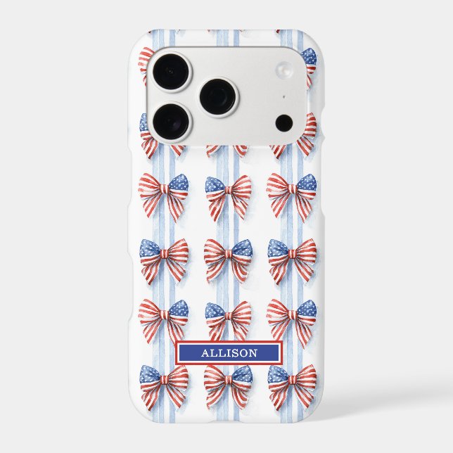 Patriotic Bows On Stripes Monogrammed Case-Mate iP (Back)
