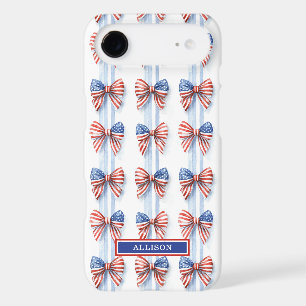 Patriotic Bows On Stripes Monogrammed Case-Mate iP