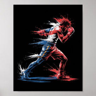 Patriotic Boxing American Flag 4th Of July Indepen Poster