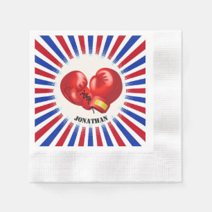 Patriotic Boxing Gloves Design Paper Napkins