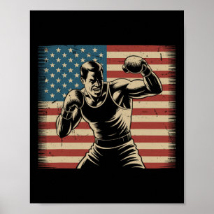 Patriotic Boxing Usa Flag Vintage Boxing Player 4t Poster