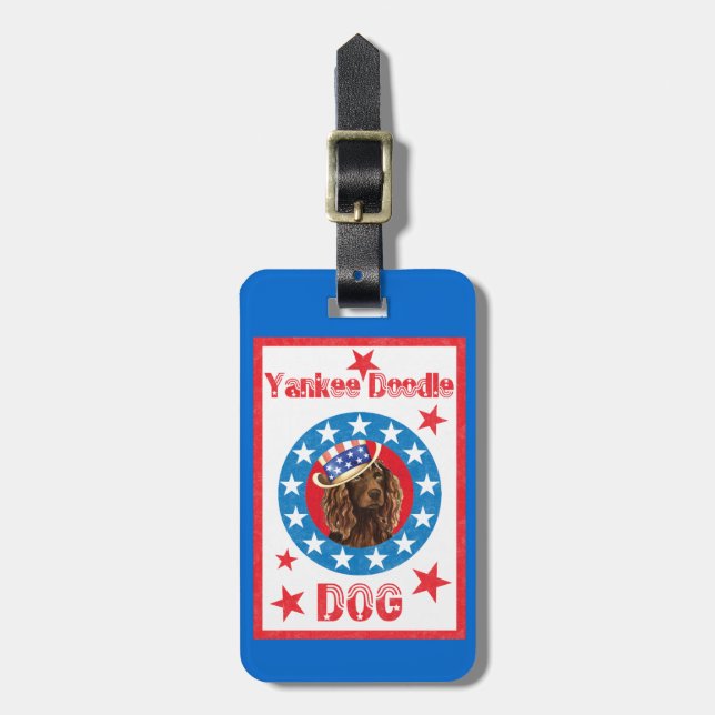 Patriotic Boykin Spaniel Luggage Tag (Front Vertical)
