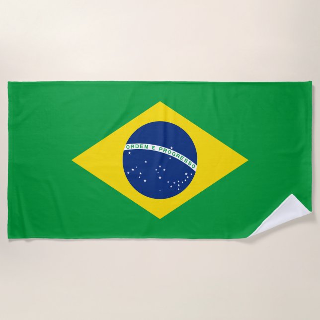 Patriotic Brazil Flag Beach Towel (Front)