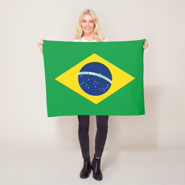 Patriotic Brazil Flag Fleece Blanket (In Situ)