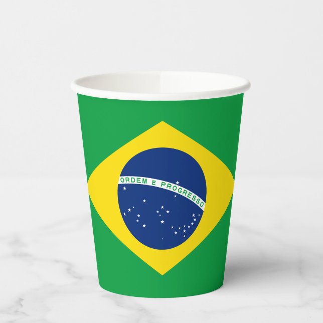 Patriotic Brazil Flag Paper Cups (Left)