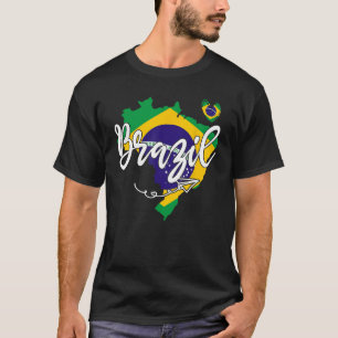 Patriotic Brazil Map Cute Heart Brasil Brazilian F T-Shirt