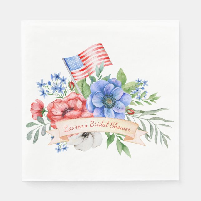 Patriotic Bridal Shower Napkins (Front)