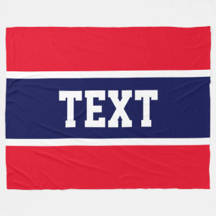 Patriotic Bright Red White Navy Blue Stripes Text Fleece Blanket