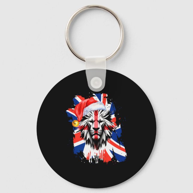Patriotic British Christmas Uk English Flag Premiu Key Ring (Front)