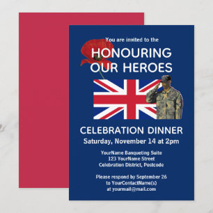 Patriotic British UK Flag Veterans Dinner Invitation