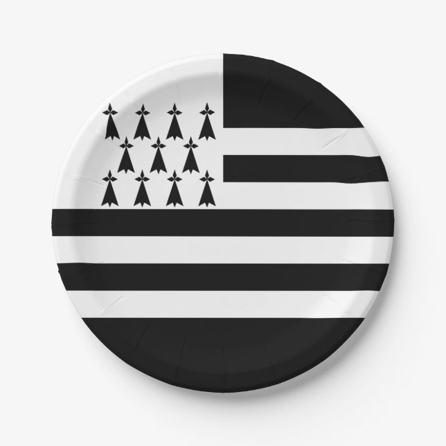Patriotic Brittany Flag Paper Plates (Front)