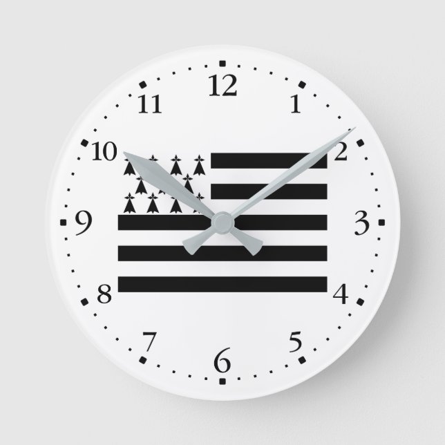 Patriotic Brittany Flag Round Clock (Front)