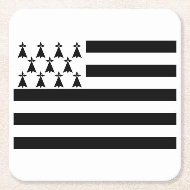 Patriotic Brittany Flag Square Paper Coaster (Front)