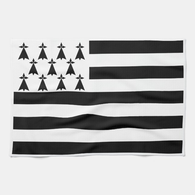 Patriotic Brittany Flag Tea Towel (Horizontal)