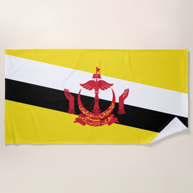 Patriotic Brunei Flag Beach Towel (Front)