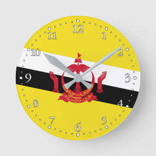 Patriotic Brunei Flag Round Clock