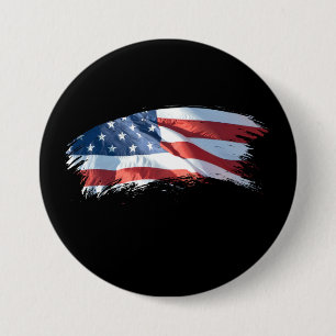 Patriotic Brush Stroke American Flag 7.5 Cm Round Badge