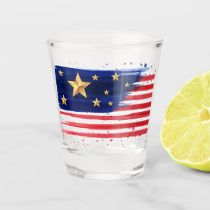 Patriotic Brush‑Stroke Flag with Gold Star Accent Shot Glass