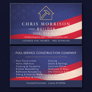Patriotic Builder Modern Construction  Business Card