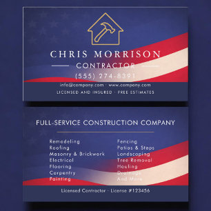 Patriotic Building Construction Business Card
