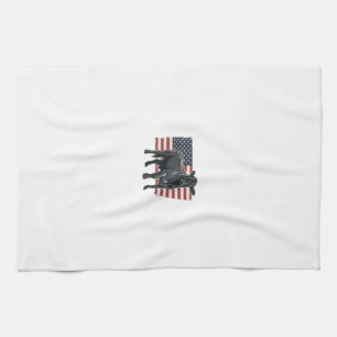 Patriotic Bull Flag Vintage Engraving Graphic_1 Tea Towel