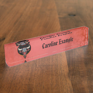 Patriotic bull head, an American bull. Nameplate