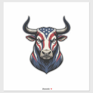 Patriotic Bull Head Vintage Engraving Design_1