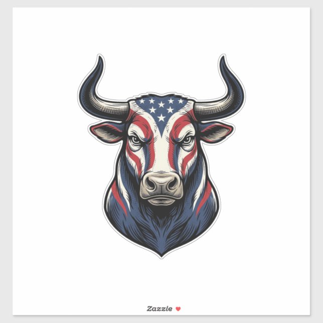 Patriotic Bull Head Vintage Engraving Design_1 (Sheet)