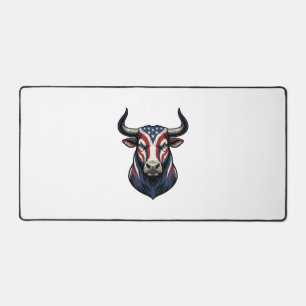 Patriotic Bull Head Vintage Engraving Design_1 Desk Mat