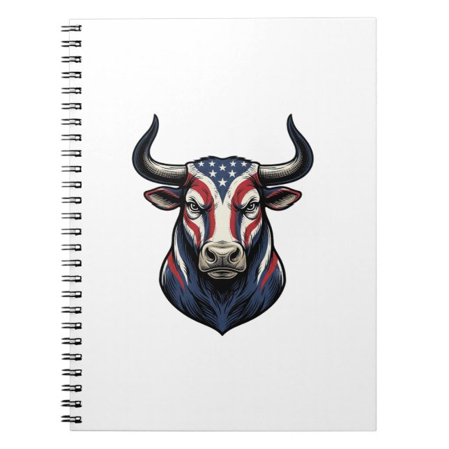 Patriotic Bull Head Vintage Engraving Design_1 Notebook (Front)