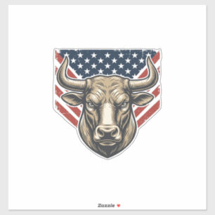 Patriotic Bull Head Vintage Engraving Vector Art_1